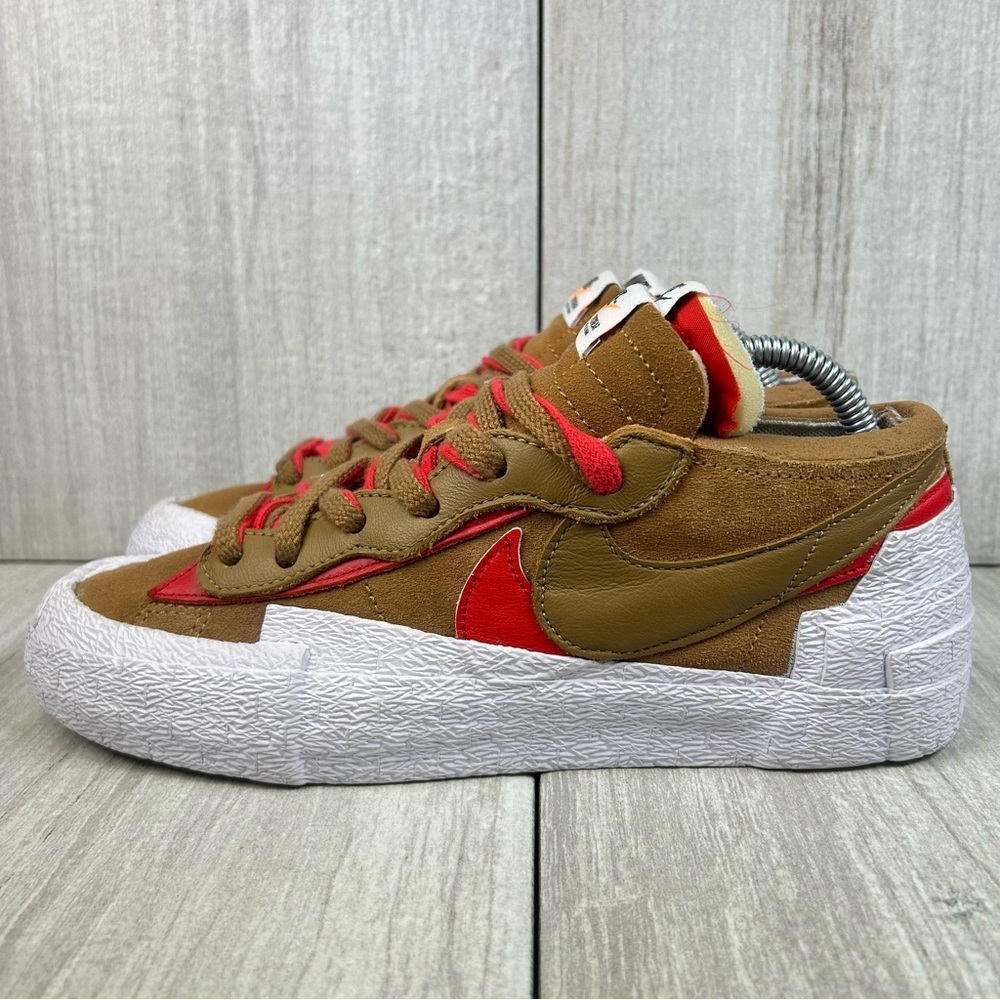 Nike Sacai Blazer Low British Tan Sneakers Casual Shoes Men’s Size 7 Womens 8.5 - Picture 3 of 11
